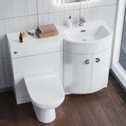 Nes Home Debra White 1100 mm P-Shaped Vanity Unit Right Hand Sink And Toilet Bathroom Furniture - thumbnail 2