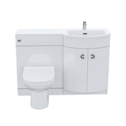 Nes Home Debra White 1100 mm P-Shaped Vanity Unit Right Hand Sink And Toilet Bathroom Furniture - thumbnail 6