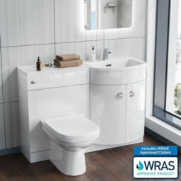 Nes Home Debra White 1100 mm P-Shaped Vanity Unit Right Hand Sink And Toilet Bathroom Furniture - thumbnail 5
