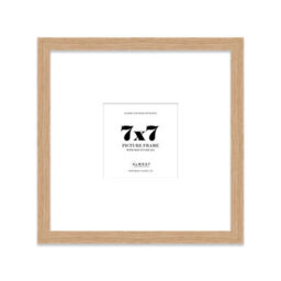 "7X7"" Oak Picture Frame - 7X7"" Square Frame With 4X4"" Mount For 7X7""/4X4"" Pictures Moderrn Style Thin Edge, 1 Pack" - thumbnail 1