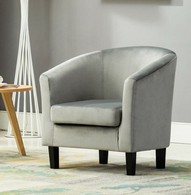 MCC Direct Velvet Fabric Tub Chair Armchair Club Chair Dark Grey By Mcc - image 1