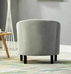 MCC Direct Velvet Fabric Tub Chair Armchair Club Chair Dark Grey By Mcc - thumbnail 4