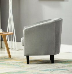 MCC Direct Velvet Fabric Tub Chair Armchair Club Chair Dark Grey By Mcc - thumbnail 3