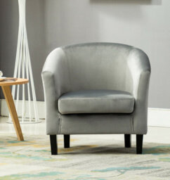 MCC Direct Velvet Fabric Tub Chair Armchair Club Chair Dark Grey By Mcc - thumbnail 2