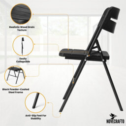 Novecrafto Heavy Duty Folding Chair Set Of 2 Pcs (79 X 45 X 50 Cm) Hdpe Plastic Top & Powder Coated Steel Frame, Indoor & Outdoor Use - thumbnail 8