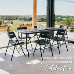 Novecrafto Heavy Duty Folding Chair Set Of 2 Pcs (79 X 45 X 50 Cm) Hdpe Plastic Top & Powder Coated Steel Frame, Indoor & Outdoor Use - thumbnail 4
