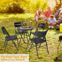 Novecrafto Heavy Duty Folding Chair Set Of 2 Pcs (79 X 45 X 50 Cm) Hdpe Plastic Top & Powder Coated Steel Frame, Indoor & Outdoor Use - thumbnail 6