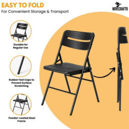 Novecrafto Heavy Duty Folding Chair Set Of 2 Pcs (79 X 45 X 50 Cm) Hdpe Plastic Top & Powder Coated Steel Frame, Indoor & Outdoor Use - thumbnail 3