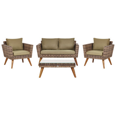 Beliani Garden Lounge Set With Table 4 Seater Vittoria Pe Rattan Olive Green - image 1
