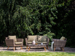 Beliani Garden Lounge Set With Table 4 Seater Vittoria Pe Rattan Olive Green - thumbnail 2