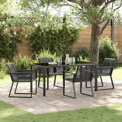 Berkfield Garden Dining Set 5 Pcs Black Poly Rattan - image 1
