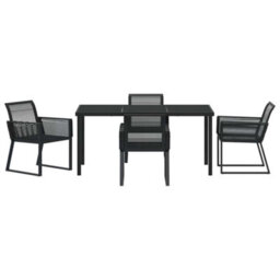 Berkfield Garden Dining Set 5 Pcs Black Poly Rattan - thumbnail 7