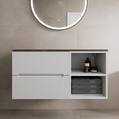 Affine 1000mm Bathroom Vanity Unit Countertop Wall Hung Drawer Units & Shelves White - image 1