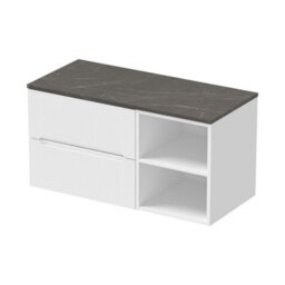 Affine 1000mm Bathroom Vanity Unit Countertop Wall Hung Drawer Units & Shelves White - thumbnail 4