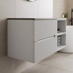 Affine 1000mm Bathroom Vanity Unit Countertop Wall Hung Drawer Units & Shelves White - thumbnail 2