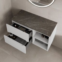 Affine 1000mm Bathroom Vanity Unit Countertop Wall Hung Drawer Units & Shelves White - thumbnail 3