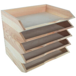 Woodeedoo Set Of 5 Stackable Horizontal Wooden Letter Tray A4 Document Holder Paper Sorter For Desk Or Office 34 X 27 X 6 Cm - thumbnail 9
