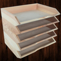 Woodeedoo Set Of 5 Stackable Horizontal Wooden Letter Tray A4 Document Holder Paper Sorter For Desk Or Office 34 X 27 X 6 Cm - thumbnail 1