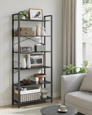 Songmics Tall Bookshelf, Shelving Unit, 6-Tier Bookcase, Free-Standing Shelf Unit, Shelving Rack, Ebony Black And Ink Black - image 1