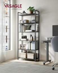 Songmics Tall Bookshelf, Shelving Unit, 6-Tier Bookcase, Free-Standing Shelf Unit, Shelving Rack, Ebony Black And Ink Black - thumbnail 3