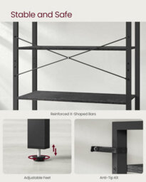 Songmics Tall Bookshelf, Shelving Unit, 6-Tier Bookcase, Free-Standing Shelf Unit, Shelving Rack, Ebony Black And Ink Black - thumbnail 4