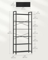 Songmics Tall Bookshelf, Shelving Unit, 6-Tier Bookcase, Free-Standing Shelf Unit, Shelving Rack, Ebony Black And Ink Black - thumbnail 2