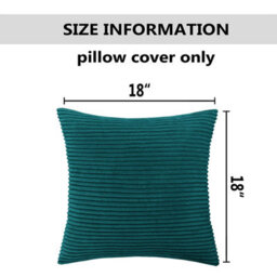 Ameha Stripe Velvet Teal Cushion Cover 18X18 Inch Set Of 2, Soft Breathable Hypoallergenic Zip Closure - thumbnail 5