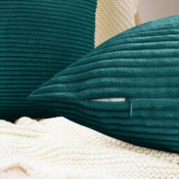 Ameha Stripe Velvet Teal Cushion Cover 18X18 Inch Set Of 2, Soft Breathable Hypoallergenic Zip Closure - thumbnail 9