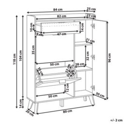 Wyld And Coco Scandihome Light Brown Shoe Cabinet With Full-Length Mirror, Tilt-Out Drawers And Hidden Compartments - thumbnail 4