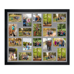 AK Frames 80X70Cm Black Modern Multi Photo Frame With Mid Grey Mount - Holds 20 Apertures (18X) 6X4, (2X) 4X4 Photos - thumbnail 1