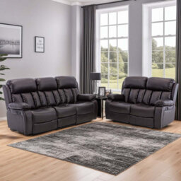 More4Homes Chester Manual Recliner Bonded Leather 2+3 Seater Sofa Set (Brown) - thumbnail 1