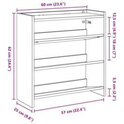 Berkfield Elegant Shoe Rack Concrete Grey 60X25X62 Cm Engineered Wood - thumbnail 9