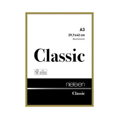 Nielsen Classic Polished Gold Aluminium Picture Frame A3, 29.7X42Cm - With Float Glass And Push/turn Clips - image 1