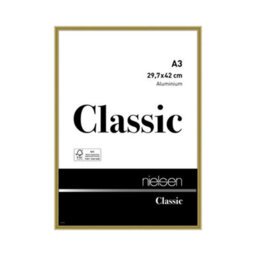 Nielsen Classic Polished Gold Aluminium Picture Frame A3, 29.7X42Cm - With Float Glass And Push/turn Clips