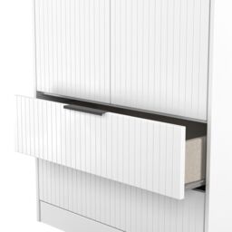 Nashville Ready Assembled Contemporary Matt White 2 Drawer Tall Double Wardrobe (H)1960mm (W)740mm (D)520mm - thumbnail 4