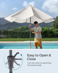 Songmics 3M Parasol Umbrella, Sun Shade, Octagonal Polyester Canopy, With Tilt And Crank Mechanism, Beige (Base Not Included) - thumbnail 3