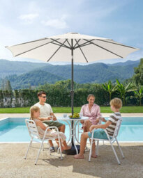 Songmics 3M Parasol Umbrella, Sun Shade, Octagonal Polyester Canopy, With Tilt And Crank Mechanism, Beige (Base Not Included) - thumbnail 1