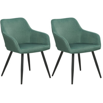 Beliani Set Of 2 Dining Chairs Casmalia Velvet Dark Green - image 1