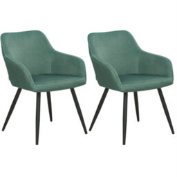Beliani Set Of 2 Dining Chairs Casmalia Velvet Dark Green - thumbnail 1