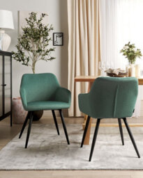 Beliani Set Of 2 Dining Chairs Casmalia Velvet Dark Green - thumbnail 2