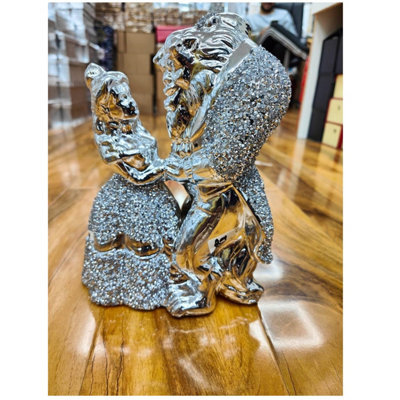 DEENZ Beautiful Crushed Jewel Diamond Beauty And The Beast Silver Ornament