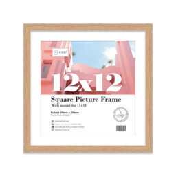 "12X12"" Oak Picture Frame - 12X12"" Square Frame With 11X11"" Mount For 12X12""/11X11"" Pictures Moderrn Style Thin Edge, 1 Pack" - thumbnail 1