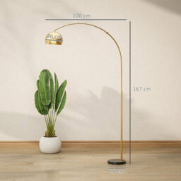 Gold Tone Arc Floor Lamp For Living Room - thumbnail 3