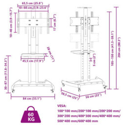 Berkfield Tv Stand On Wheels 32-70 Inch Screen Max Vesa 600X400 mm 60Kg - thumbnail 9