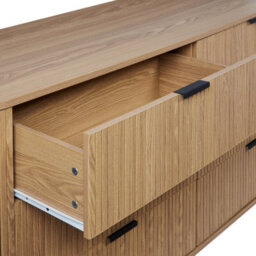 Wyld And Coco Novahome Retro Sideboard Chest Of Drawers Light Brown With Black Metal Legs, 6 Drawers, W153 X D47 X H81Cm - thumbnail 8