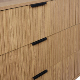 Wyld And Coco Novahome Retro Sideboard Chest Of Drawers Light Brown With Black Metal Legs, 6 Drawers, W153 X D47 X H81Cm - thumbnail 9