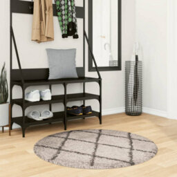 Berkfield Shaggy Rug Pamplona High Pile Modern Beige And Anthracite Size  100 Cm - thumbnail 1