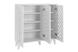 Timber Art Design Modern Shoe Storage Cabinet 3 Doors Footwear Stand Rack Unit Cupboard  White - thumbnail 3