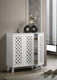 Timber Art Design Modern Shoe Storage Cabinet 3 Doors Footwear Stand Rack Unit Cupboard  White - thumbnail 4