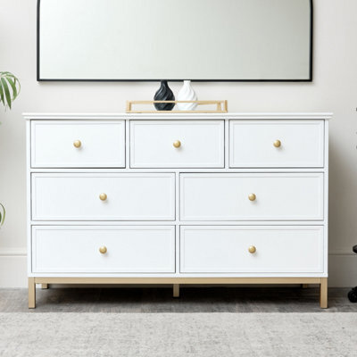 Melody Maison Large 7 Drawer Chest Of Drawers - Aisby White Range - image 1